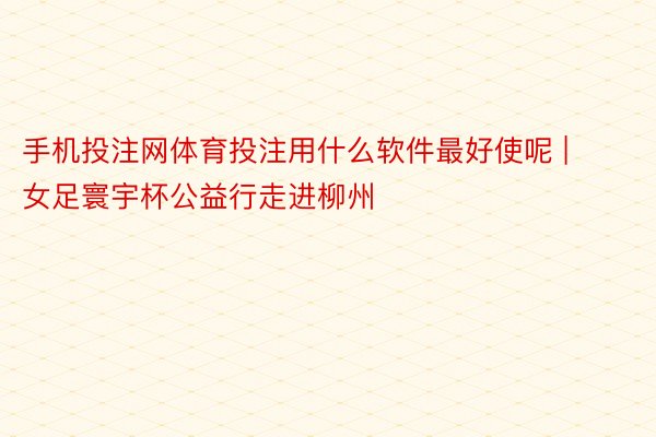 手机投注网体育投注用什么软件最好使呢 | 女足寰宇杯公益行走进柳州