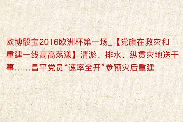欧博骰宝2016欧洲杯第一场_【党旗在救灾和重建一线高高荡漾】清淤、排水、纵贯灾地送干事……昌平党员“速率全开”参预灾后重建