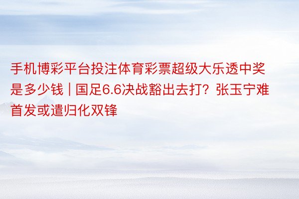手机博彩平台投注体育彩票超级大乐透中奖是多少钱 | 国足6.6决战豁出去打？张玉宁难首发或遣归化双锋