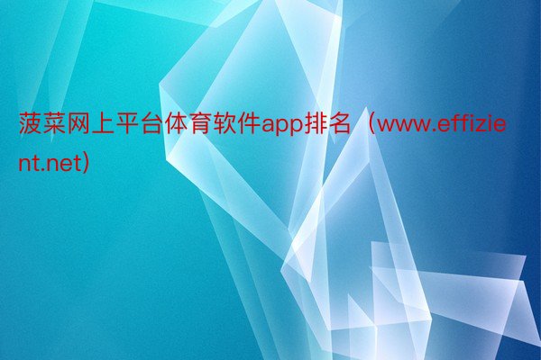 菠菜网上平台体育软件app排名（www.effizient.net）